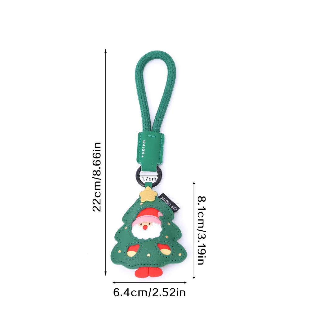 PU-Leder Schlüsselanhänger Weihnachtsmann Weihnachtsbaum Rentier Socken-Anhänger Schlüsselring Taschenanhänger Feiertags-Party-Dekoration Geschenk für Frauen – Detail 6