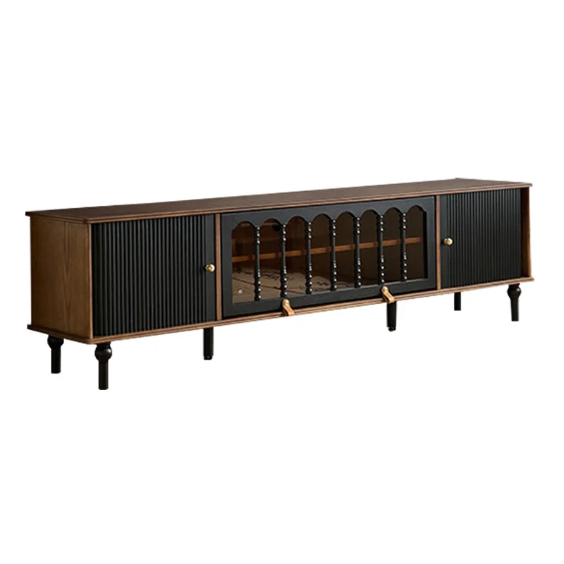 

French medieval, solid wood TV cabinet, retro small apartment, floor-to-ceiling TV cabinet