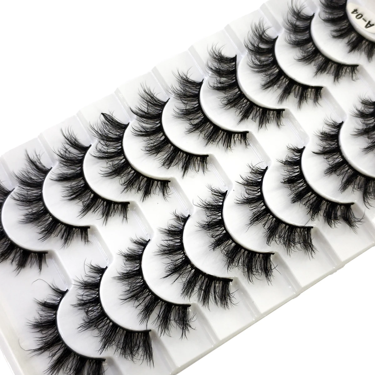 AMSDCN NEW10 Pairs Natural Fluffy False Eyelashes Wispy Lashes Mink Lashes Cat Eyelashes 3D Volume Strip Lashes  Make up
