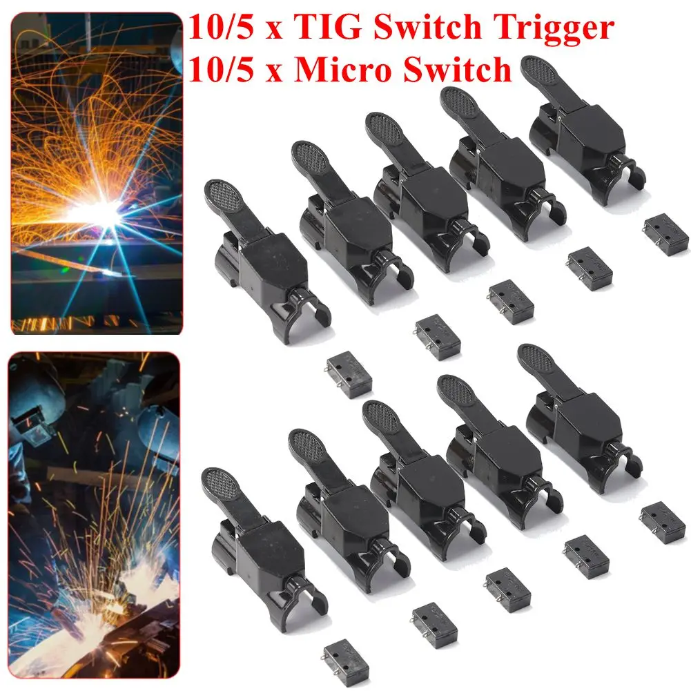 10sets/5sets Plastic Metal TIG Switch Trigger Micro Switch Argon Arc Welding Plasma Torch Shell Switch Trigger Shell w/Micro