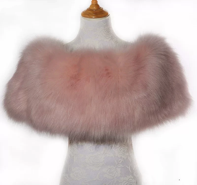 JaneVini Elegant White Women Shoulder Cape Bridal Faux Fur Shawl Wrap Wedding Cloak 2026 Winter Warm Bride Stole Bolero De Novia
