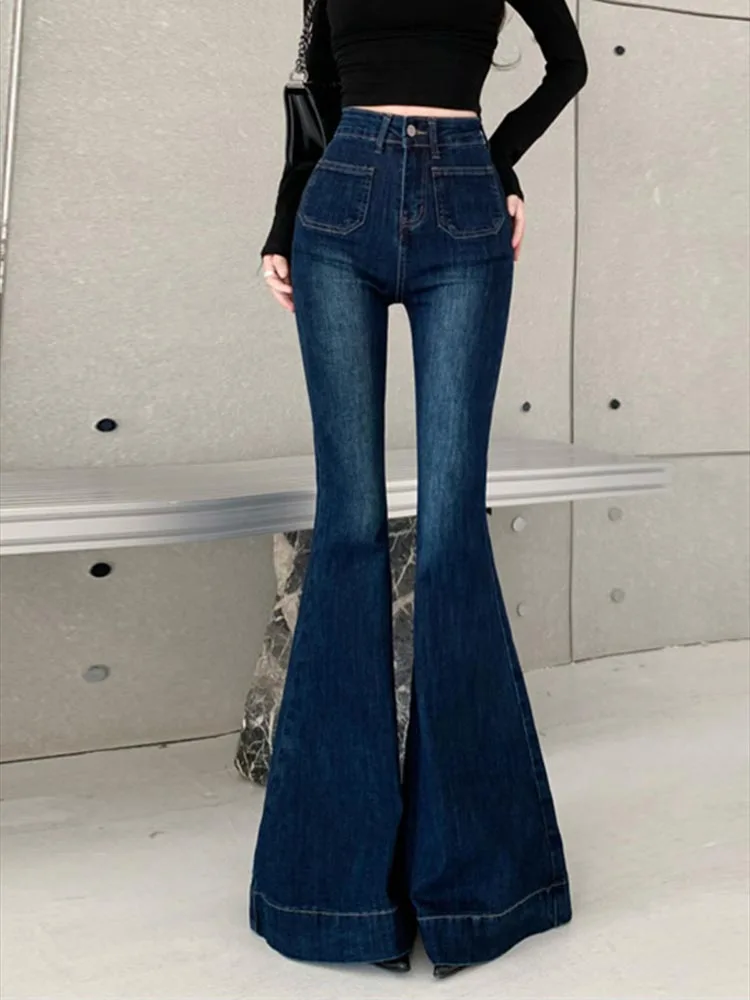 

High Waist Flared Jeans Women's Miniature Hot Girl Tightened Horse Hoof Spring Autumn Summer New Style Korean Style Denim Pants