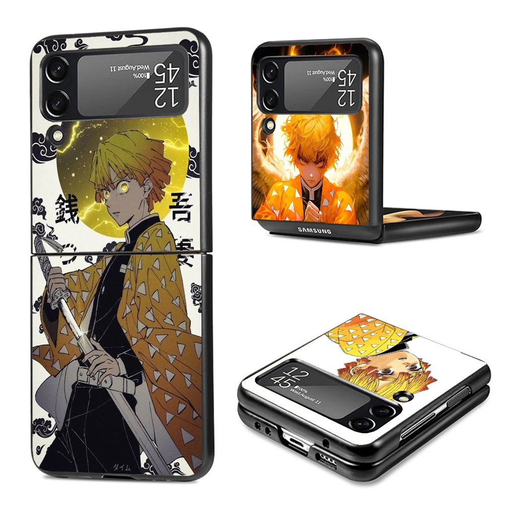 Demon Slayer Agatsuma Zenitsu Phone Case For Samsung Galaxy Z Flip6 5G Flip5 Flip4 Flip3 ZFlip 6 3 4 5 Hard PC shockproof Back C