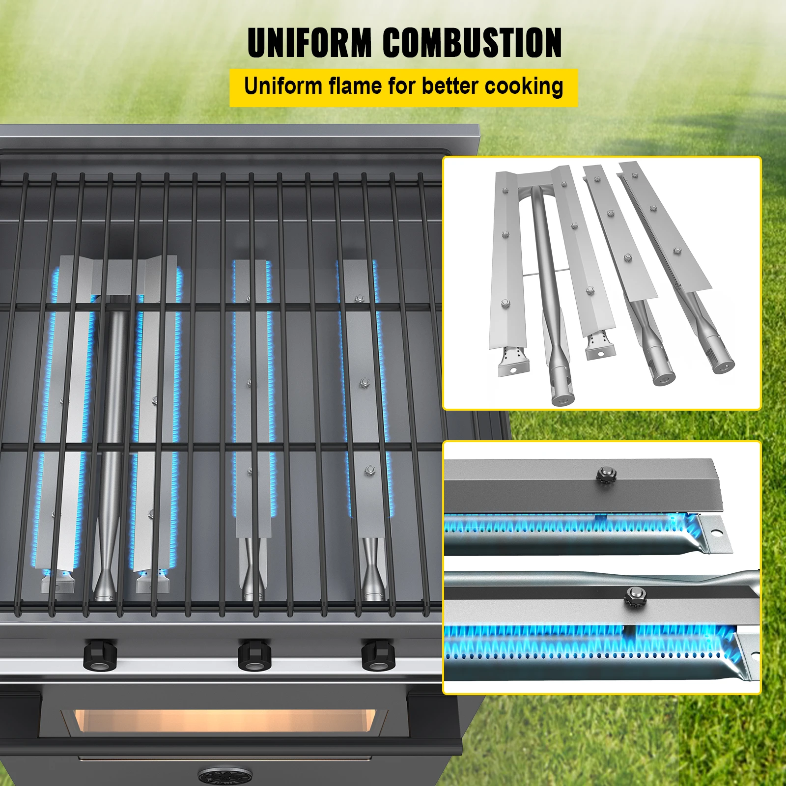 VEVOR 3แพ็ค21นิ้ว BBQ เตาสแตนเลสสตีลเตาย่างชุดพร้อมสม่ำเสมอการเผาไหม้เตาก๊าซ camping
