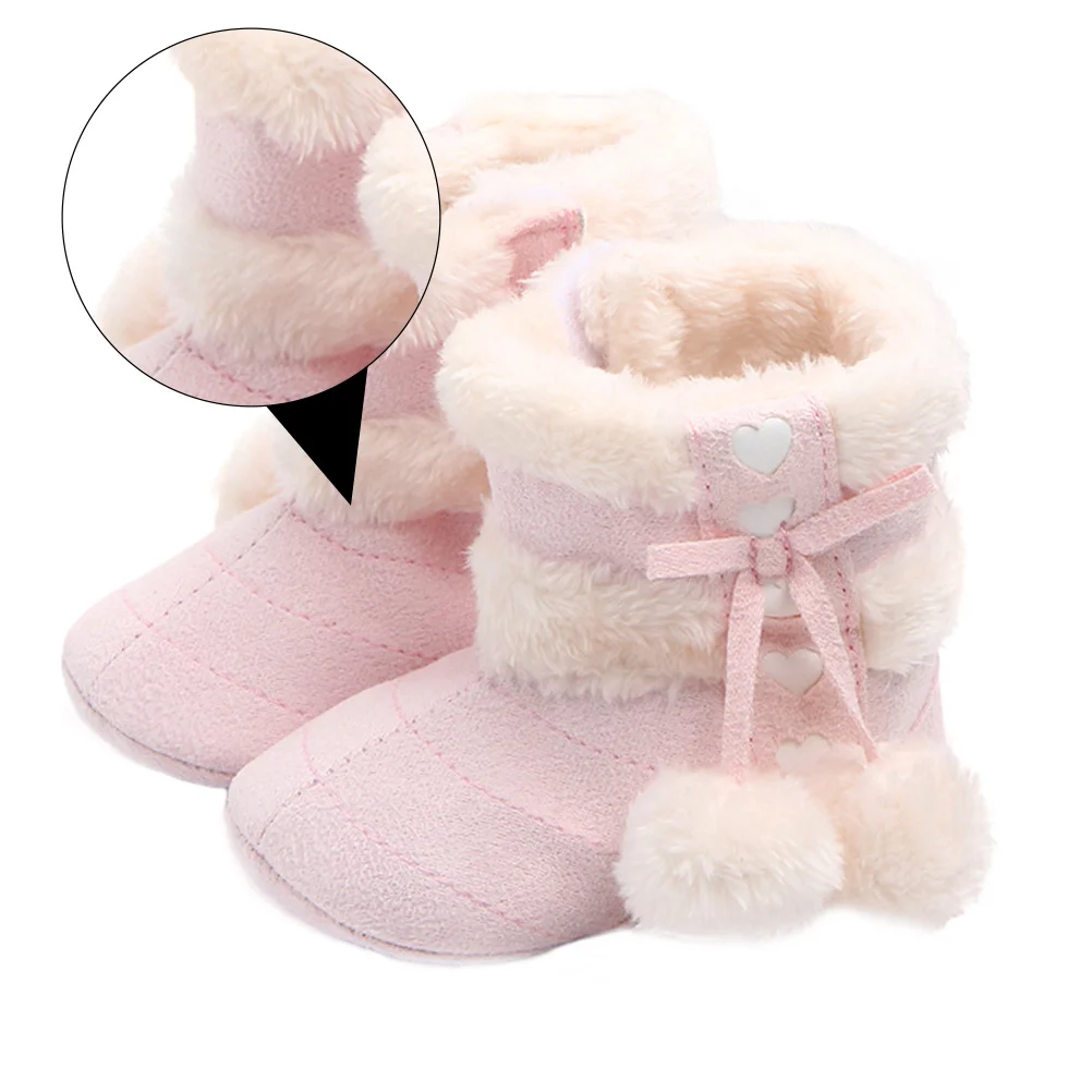 

1Pair Baby Winter Shoes Bowknot Warm Cotton Toddler Prewalkers Soft Infant Christmas Boots Baby Prewalkers Winter Shoes