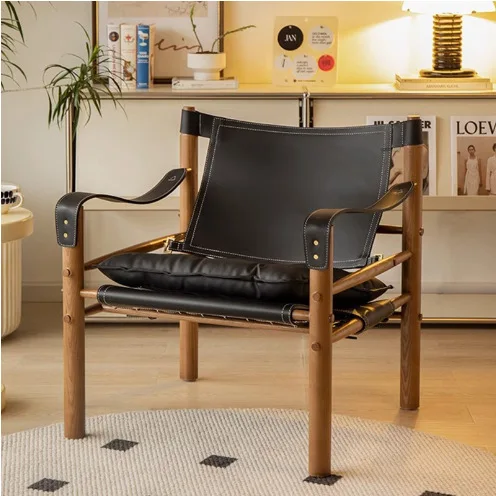 Printed chair balcony solid wood single safari chair furniture