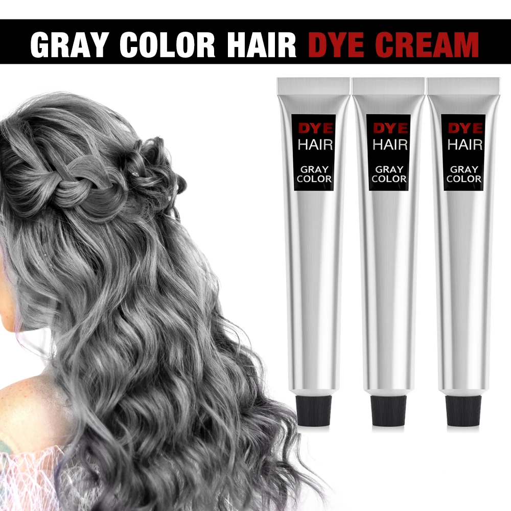 

3PCS Grey Hair Dye Cream Hair Color Cream For Men Women DIY Styling No Damage Quick Coloring Professional Hair Dyeing Cream