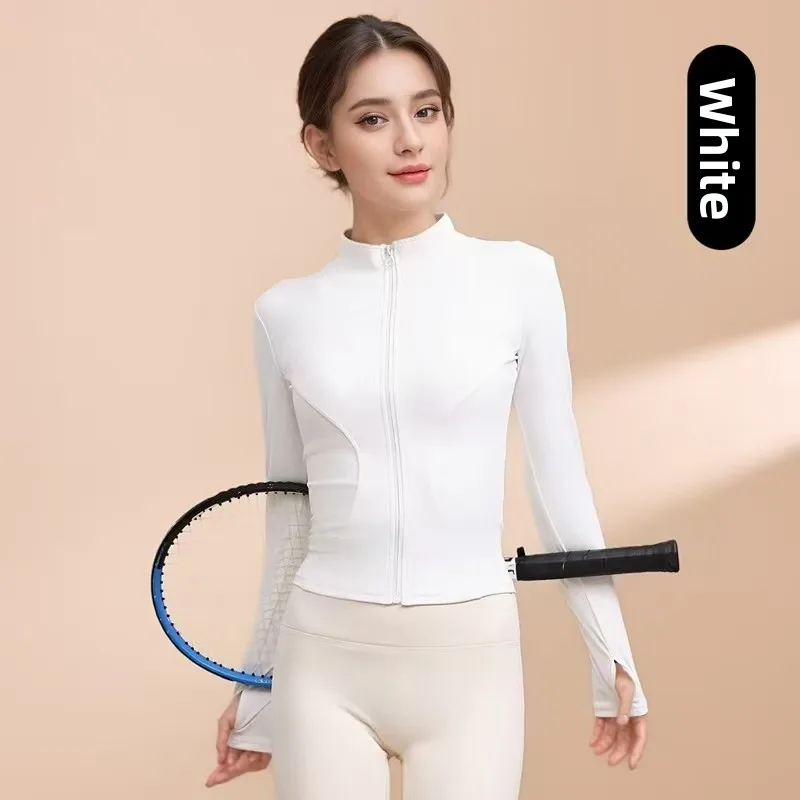 

Женская спортивная одежда для йоги: эластичная куртка с длинным рукавом для бега и пилатеса, дышащая, быстросохнущая, влагоотводящая.