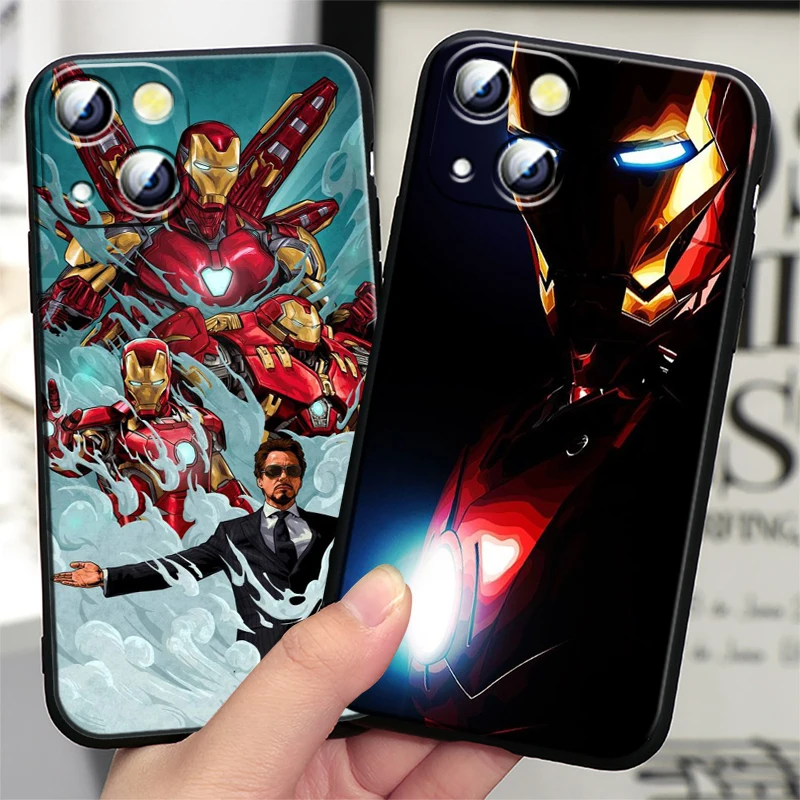 Marvel Stark Iron Man Apple iPhone Case For 15 14 13 12 11 Mini XS XR X 6S 6 Pro Max Plus Black Soft Cover