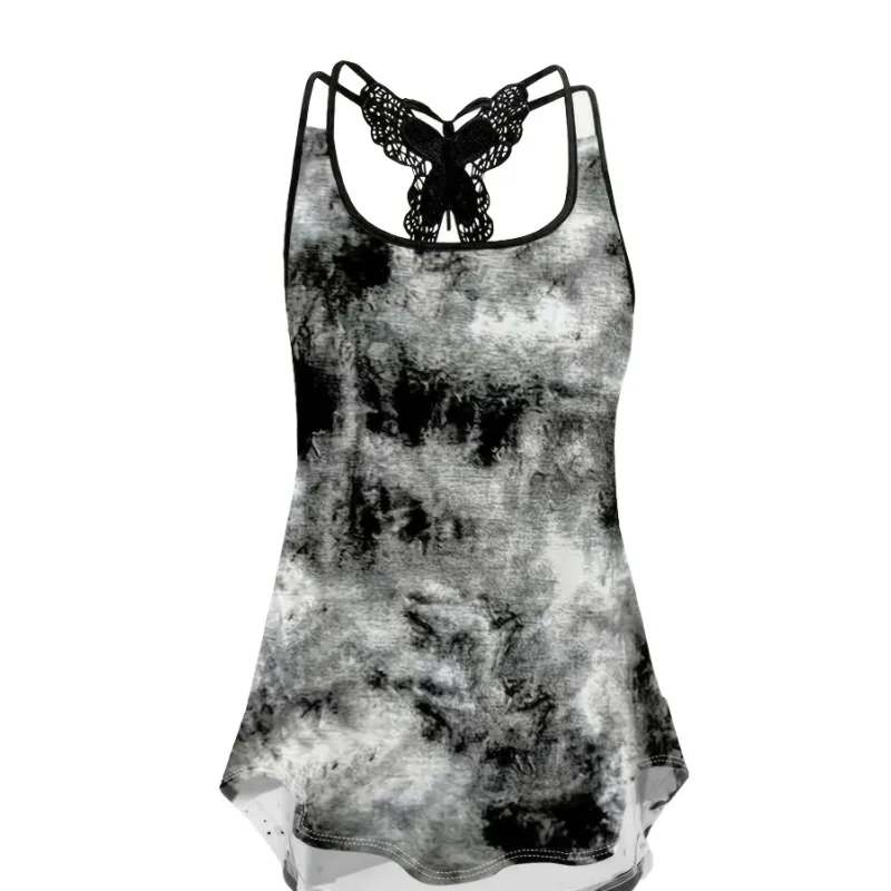 Plus ขนาด 1XL-5XL พิมพ์เสื้อเซ็กซี่สลิง Shirtd เสื้อกั๊กผู้หญิงแฟชั่น Streetwear Elastic Camis