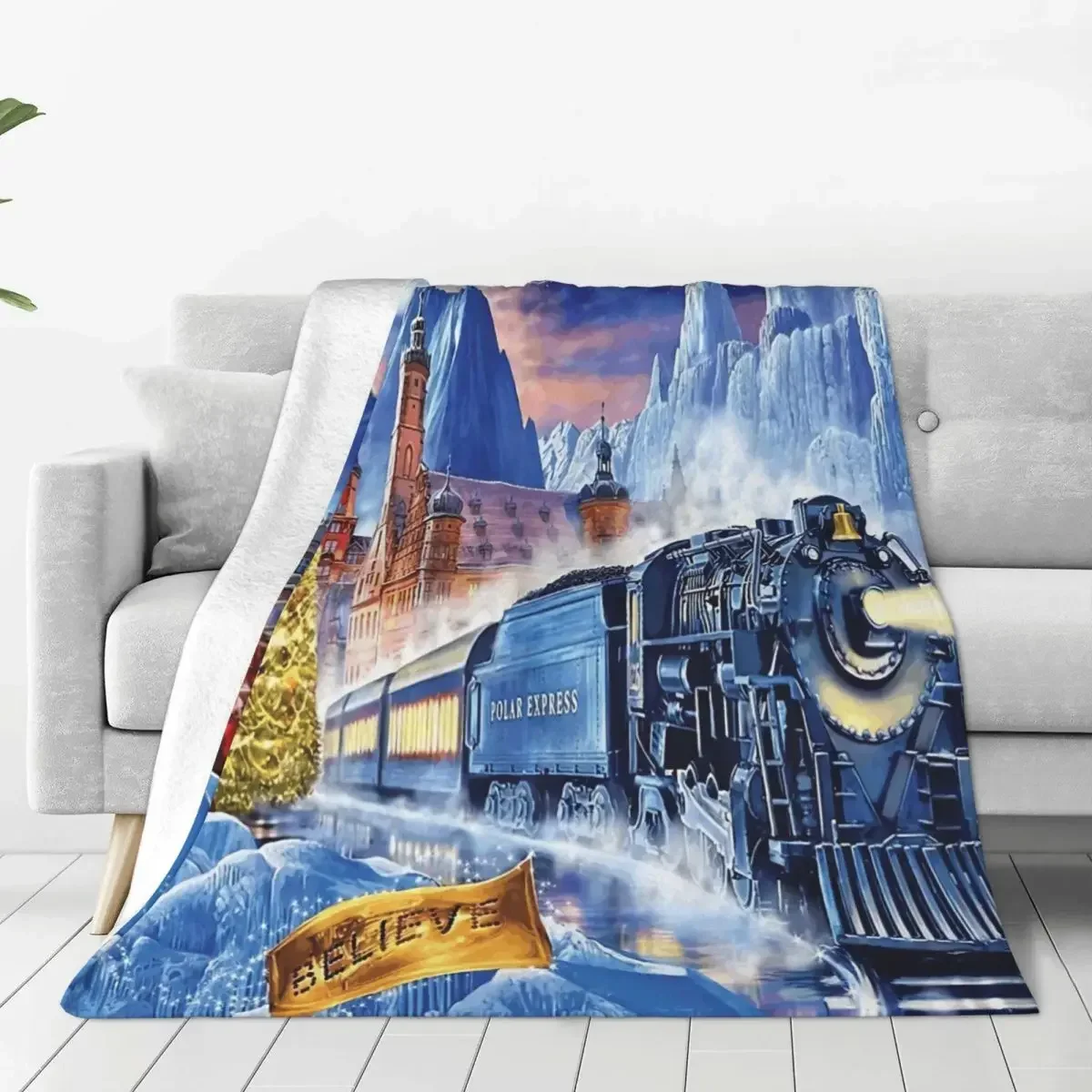 Polar Express Christmas Holiday Throw Throw Blanket Retro Warm Bedroom Multi Style