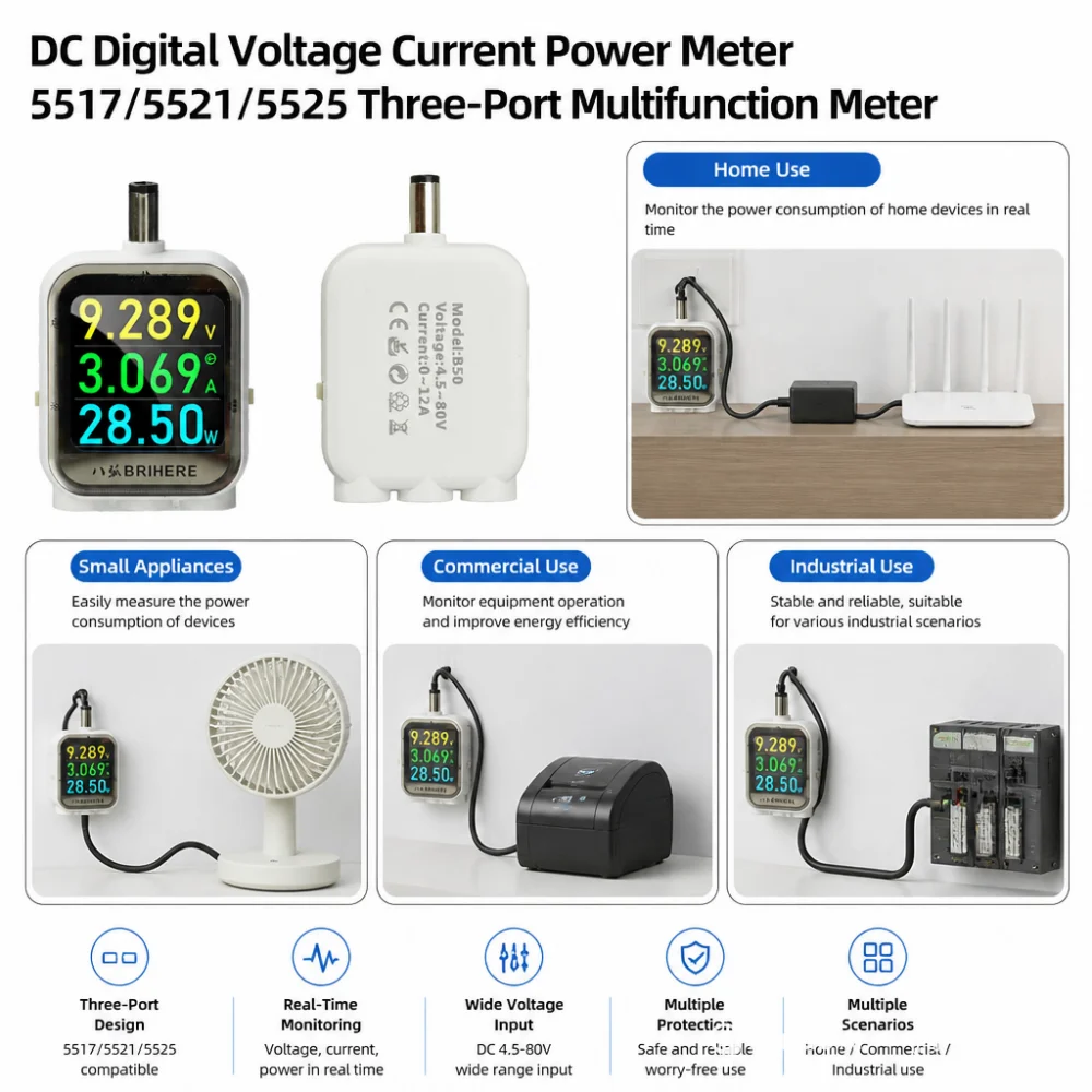 

DC 4.5-48V/80V Type-C digital display voltage current power meter bidirectional charging monitor For phone fast charging detecto