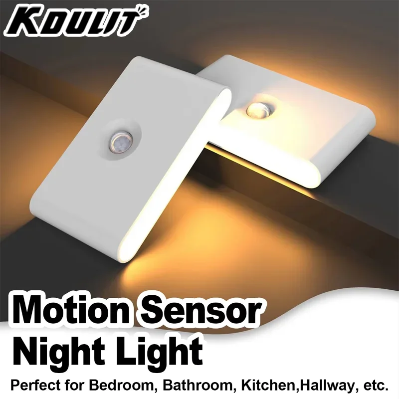 

KDULIT LED Night Light Wireless USB Rechargeable Human Body Induction Wall Light Bedroom Corridor Cabinet Bathroom Night Light