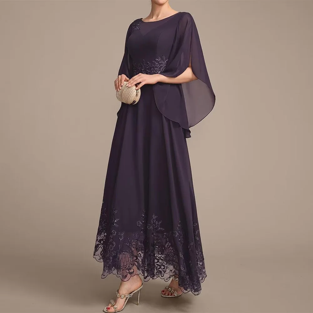 

Customized Exquisite Lace Mother of The Bride Dresses for Wedding Flutter Sleeves A Line Ankle Length Formal Evening Gown 2025