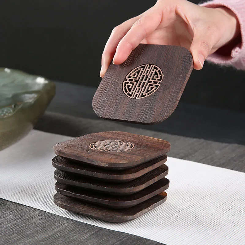 

Подставка под дерево из черного дерева, теплоизоляционный коврик под табу, коврик для мебели, ретро китайский цветок на окно, нескользящий для дома и офиса