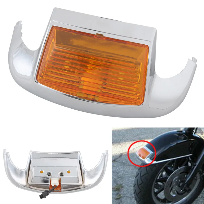 Amber Lens LED Front Fender Tip Light Auxiliary Driving Light Fits For Harley Touring Electra Glide FLHT/FLT FLHS Motorcycles