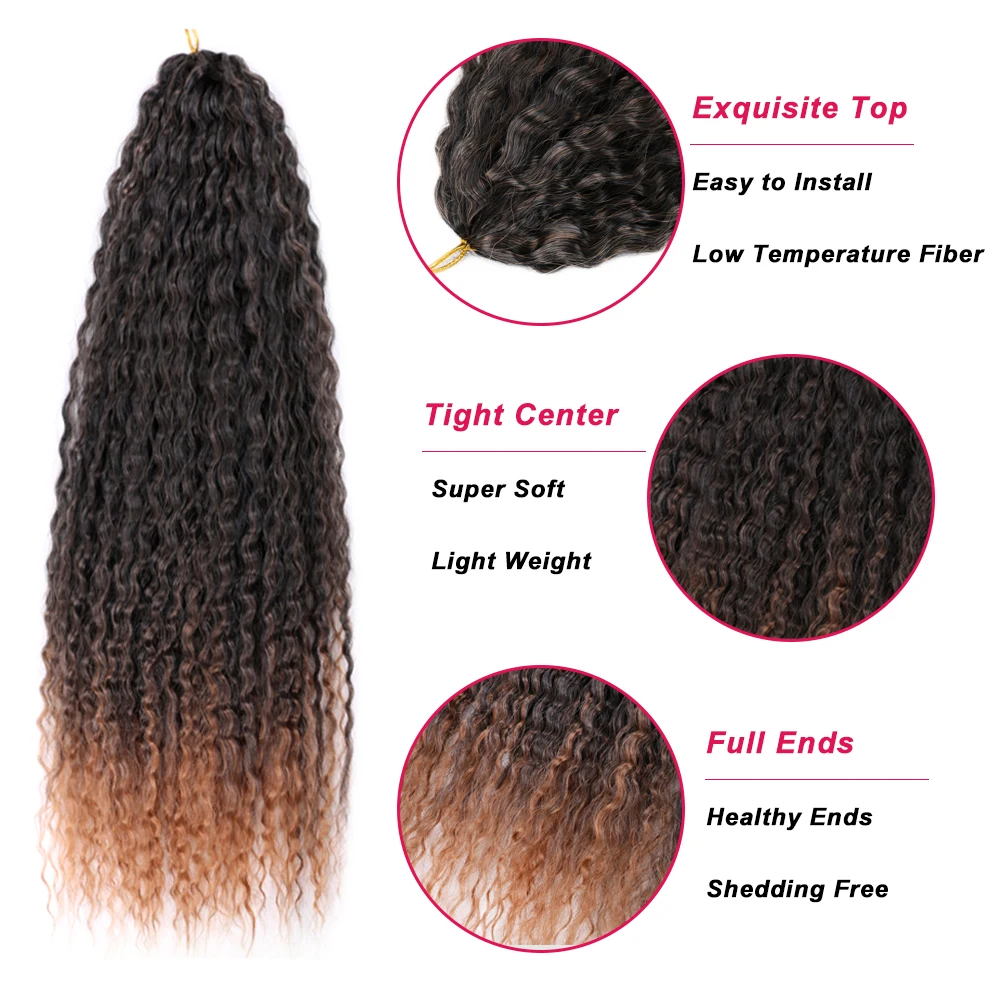 20 Inch Synthetic African Roots Brazilian Crochet Braid Twist Hair Extensions Deep Water Wave Synthetic Crochet Braiding Hair