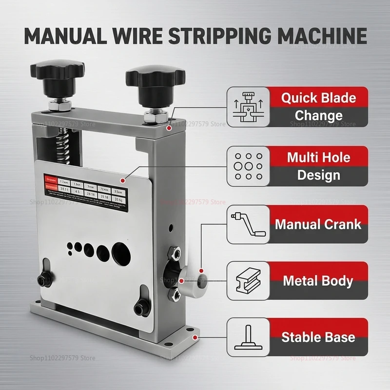 70MM Porous Wire Stripping Machine Manual Automatic Copper Cable Scrap Wire Peeling Tool High Efficiency