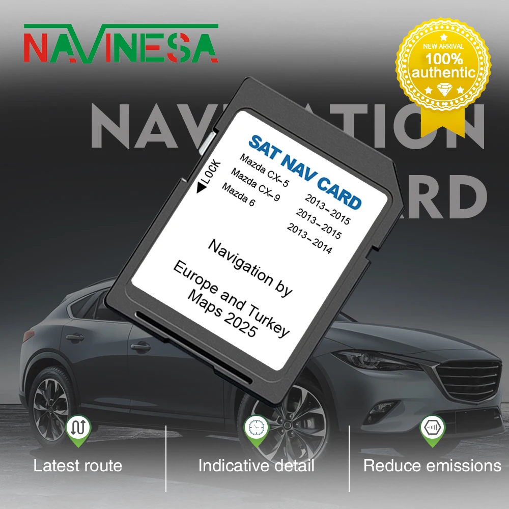 

Sat Nav for Mazda 6 CX5 CX9 2025 Navigation SD Card 8GB Update EU Turkey UK GPS Map Version Card Navi Software Memory card