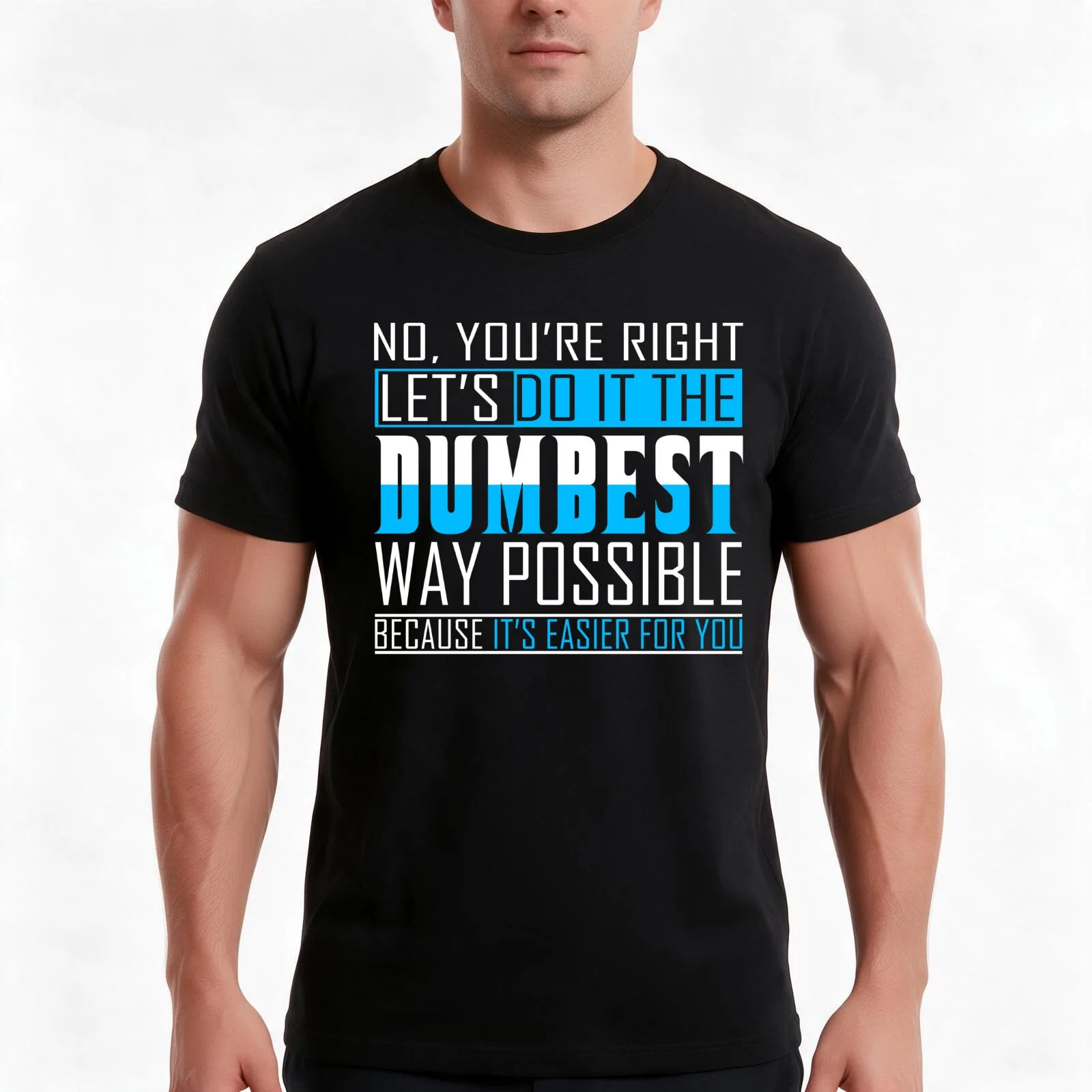 No You're Right Let's Do It In The Dumbest Way Possible Because Because It's Easier For You T-Shirt, Summer Casual Cotton Tee