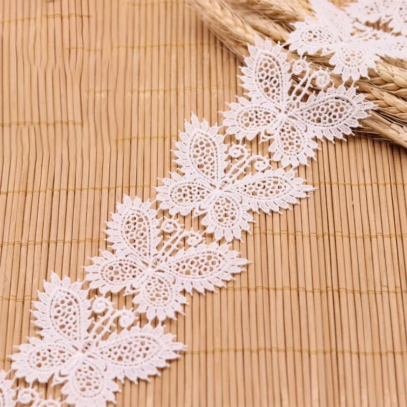 1Yard farfalla pizzo tessuto lacci Trim bianco e nero per nastro abito da festa di nozze gonne decorazione fai da te