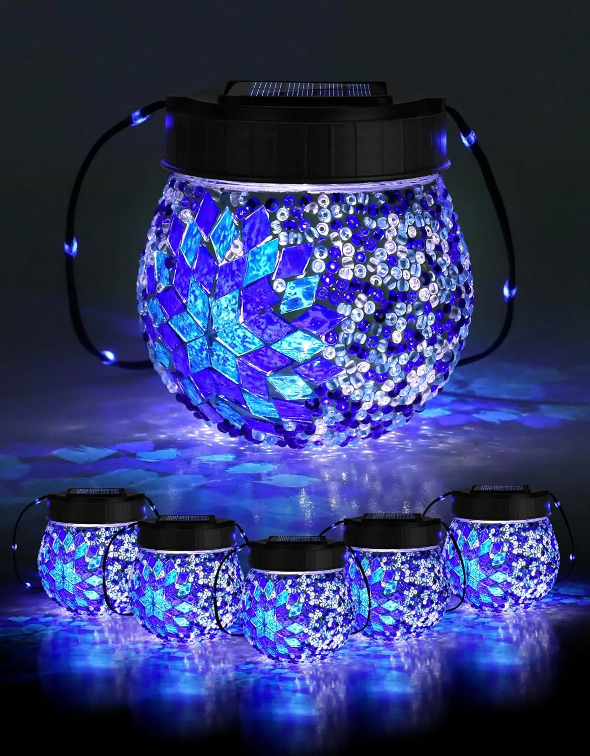 

6 Pack Solar Hanging Lanterns, Waterproof Glass Globe Lights for Outdoor Garden Patio Decor