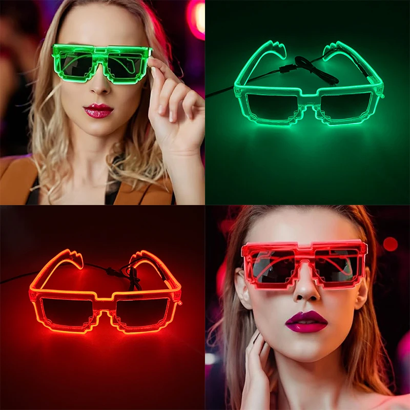 Novelty 10 Color Light Up Mosaic Sunglasses Night Club Concert Y2k Accessories Fluorescent Glasses led Sunglasses For Men Women