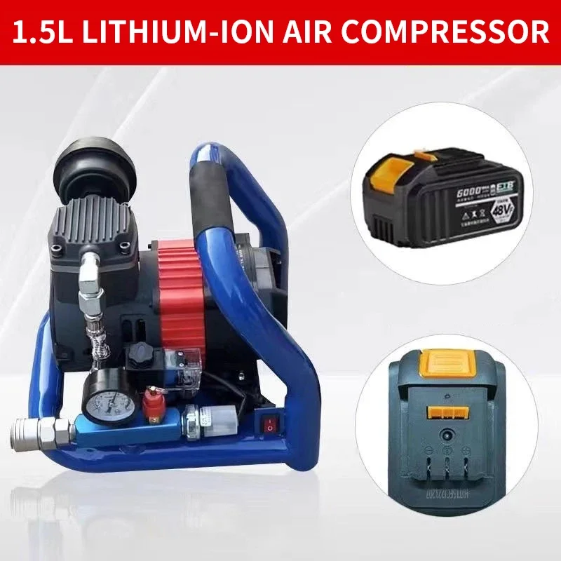 Compressore d'aria brushless agli ioni di litio da 1,5 litri, pompa d'aria portatile ad alta pressione, mini piccola pompa d'aria silenziosa per la lavorazione del legno fai da te