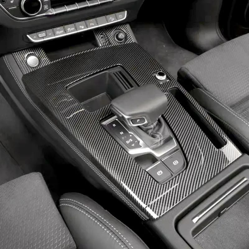 Image of Auto Styling Für Audi Q5 Q5L FY 2018 - 2021 LHD ABS Carbon Fiber Center Konsole Getriebe Shift Panel Rahmen Abdeckung innen Zubehör