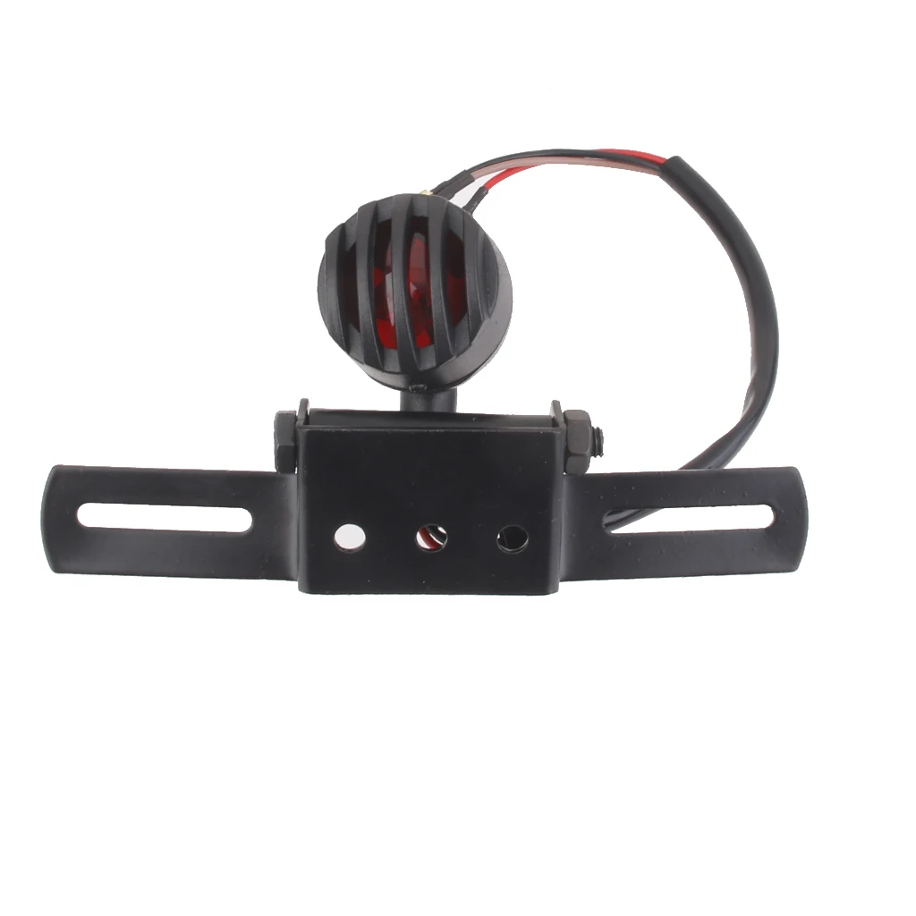 Feu Stop Intégré pour Moto avec Lentille Rouge et Éclairage de Plaque, Support Métallique 12V pour VTT et Moto