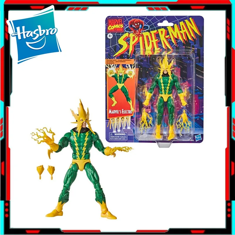 

В наличии: Оригинальная коллекционная фигурка Hasbro Marvel Legends 6" Spider-Man Vintage Wave 1 Electro, аниме-модель, игрушка-подарок