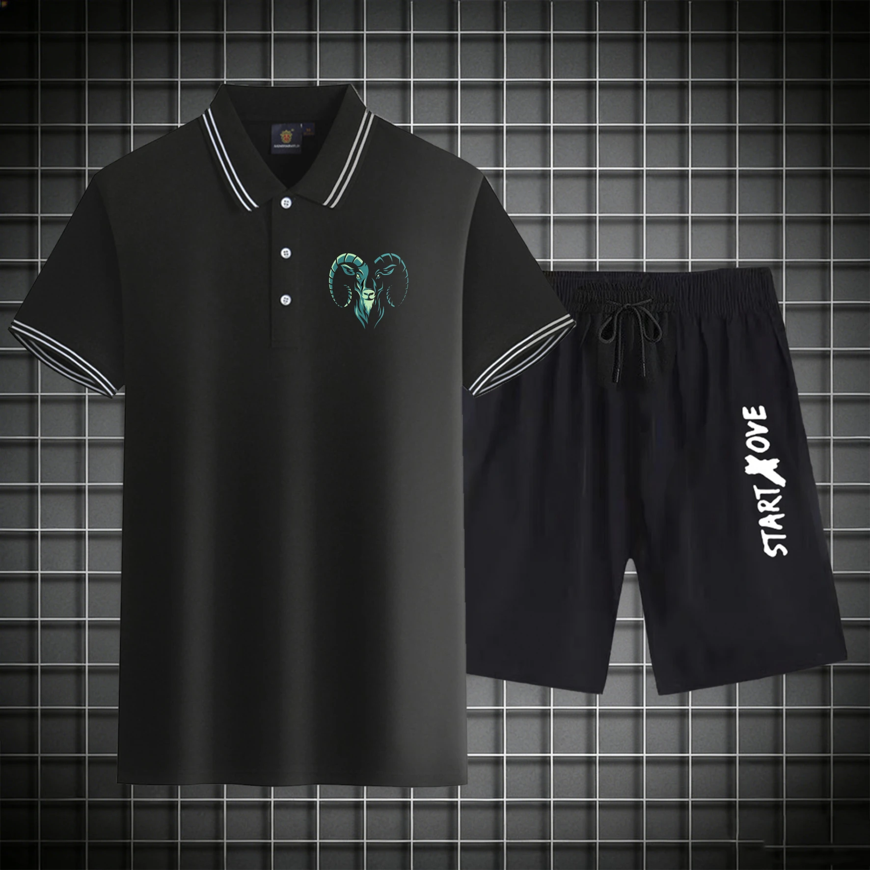 

men's Polos sets 2026 Summer sweat suit Short sleeve men's Tracksuit set Suit for man Printed Graphic Polyester men's suits