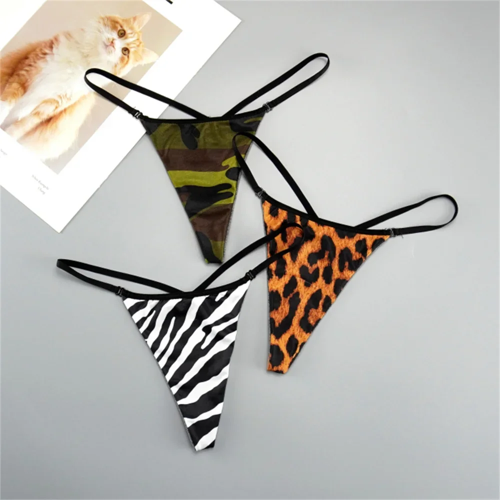 2PCS/Set Leopard/zebra/camouflage Printed Women T Back Underwear Sports Ladies Seamless Cotton Thong