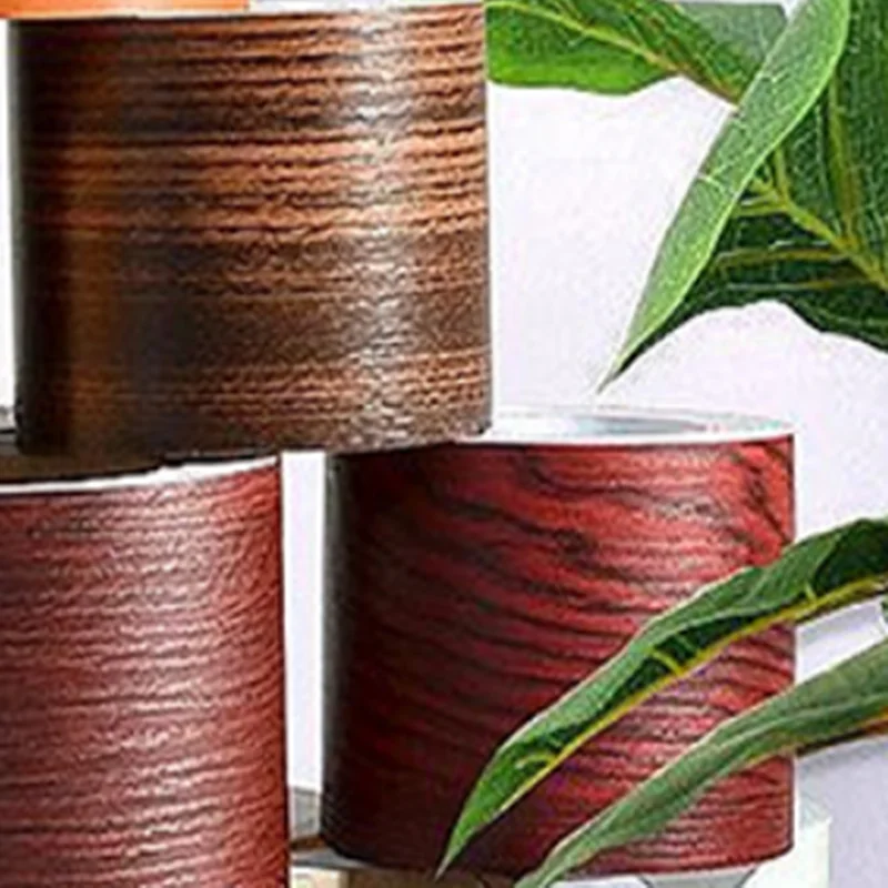 1Pcs Self-adhesive PVC Waterproof Wood Waist Wallpaper Living Room Skirting Line Vinyl Decals Baseboard For Home Decoration