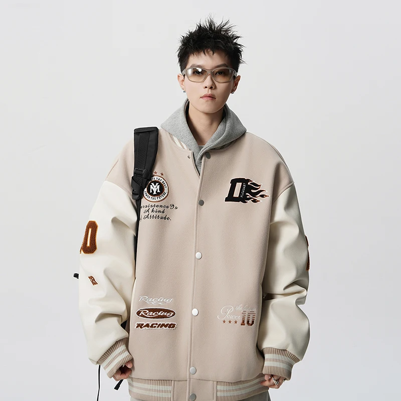 

Street Loose Couple Jacket High-end Red Baseball Jacket Outdoor Men's Spring and Autumn New Patchwork Fashionable Trendy Jacket