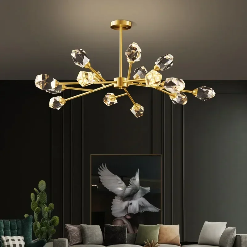 

Nordic Crystal Led Ceiling Chandelier Gold Black for Living Room Bedroom Hall Pendant Lighting Home Decoration Luxury Fixture