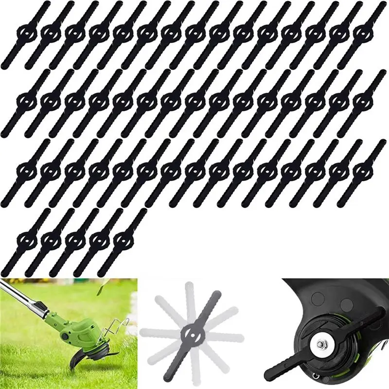 BMBY-100Pcs Plastic Grass Trimmer Blades Lawn Mower Blade Cordless Trimmer Garden Tool Lawn Mower Trimmer Accessories