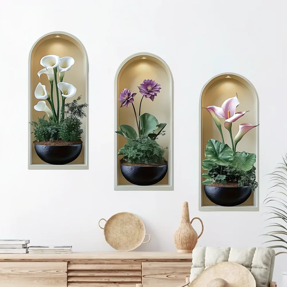 Modern Botanical Wall Decals Waterproof PVC Adhesive Stickers Removable Art For Home Living Room Bedroom Decor