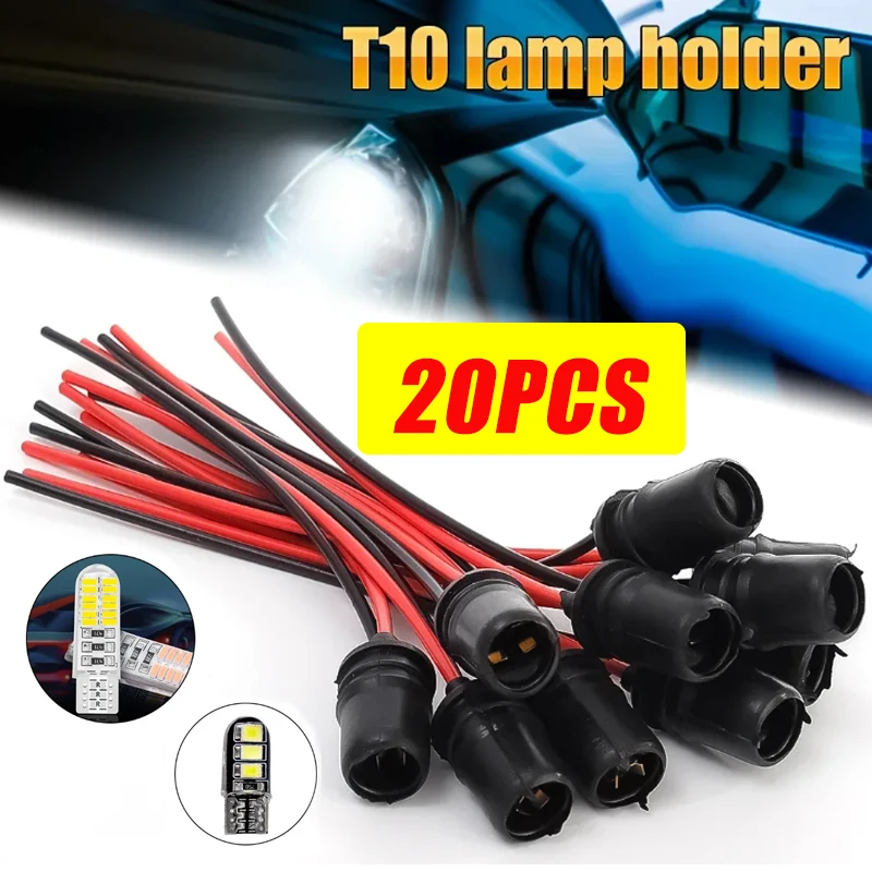 20PCS T10 W5W Automotive Wedge Bulb Socket Connector Extension Truck Socket Harness LED Bulb Base Auto Accessories