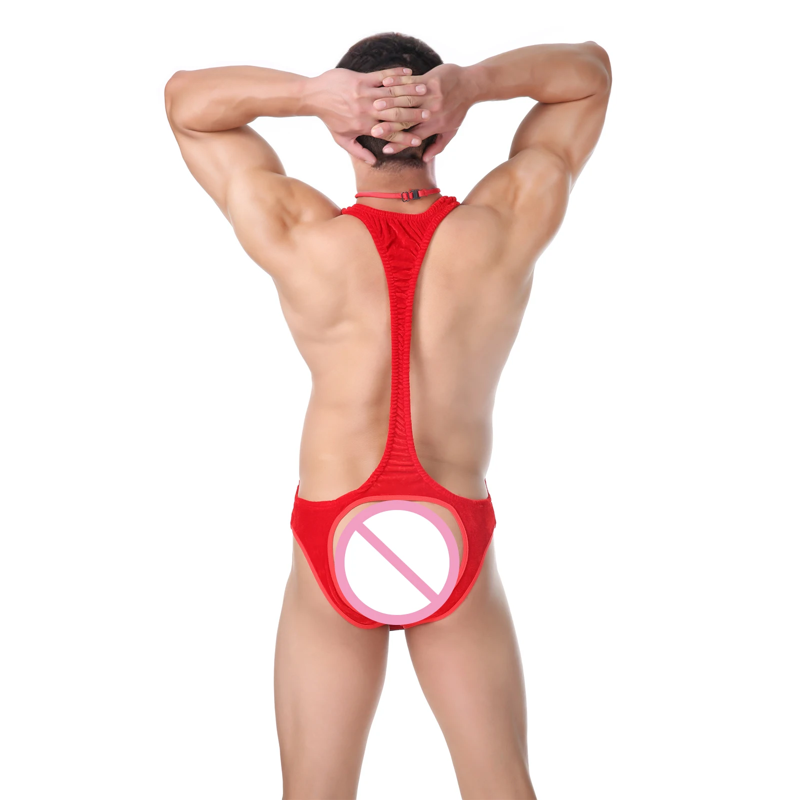 CLEVER-MENMODE Christmas Lingerie Sexy Bodysuit Underwear Men One-piece Santa Claus Mankini Erotic Costume Penis Pouch Buttocks