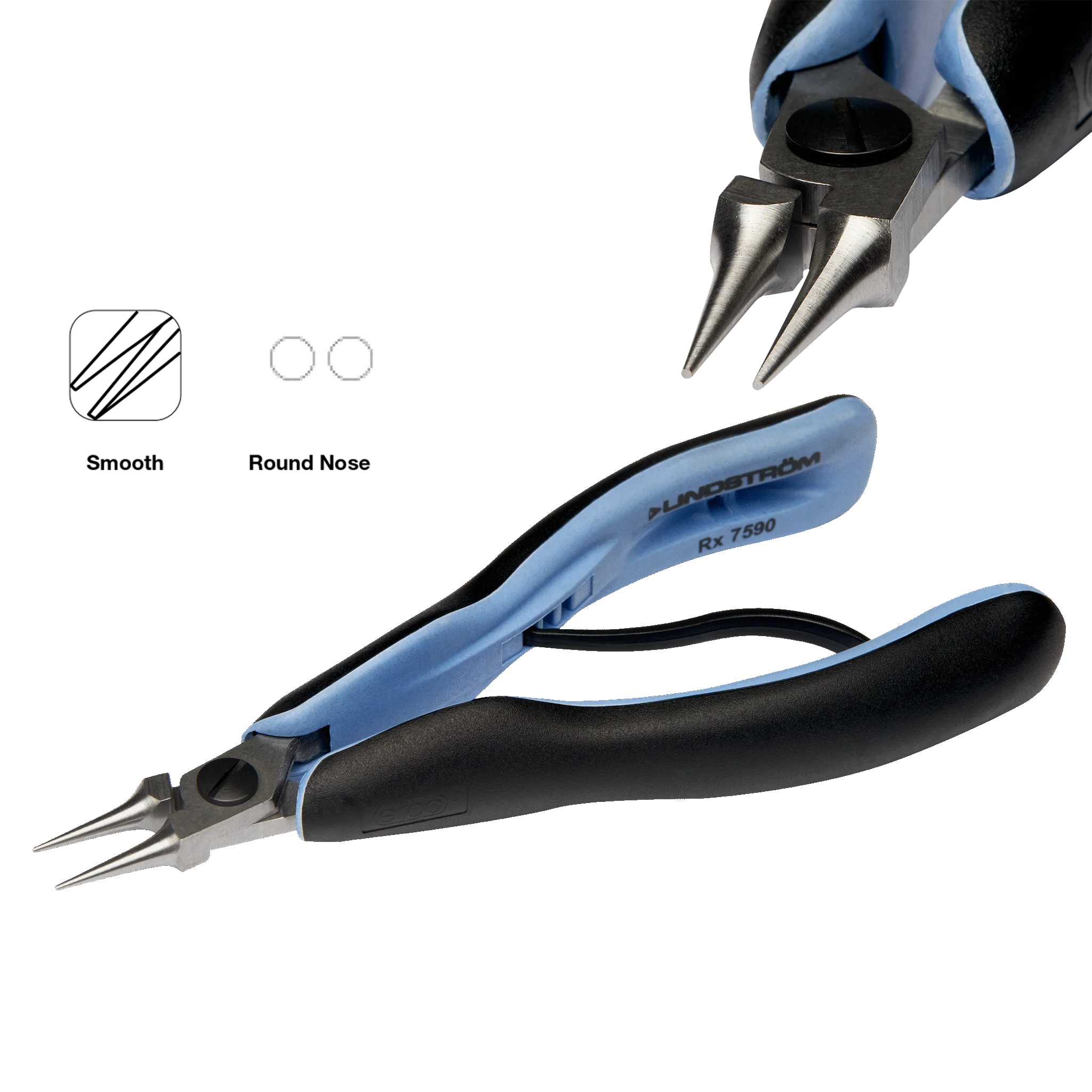 

Lindstrom ERGO Precision Round Nose Pliers Micro-Touch Control for Jewelry Loops Dual-Component Synthetic Handle with Bio Spring