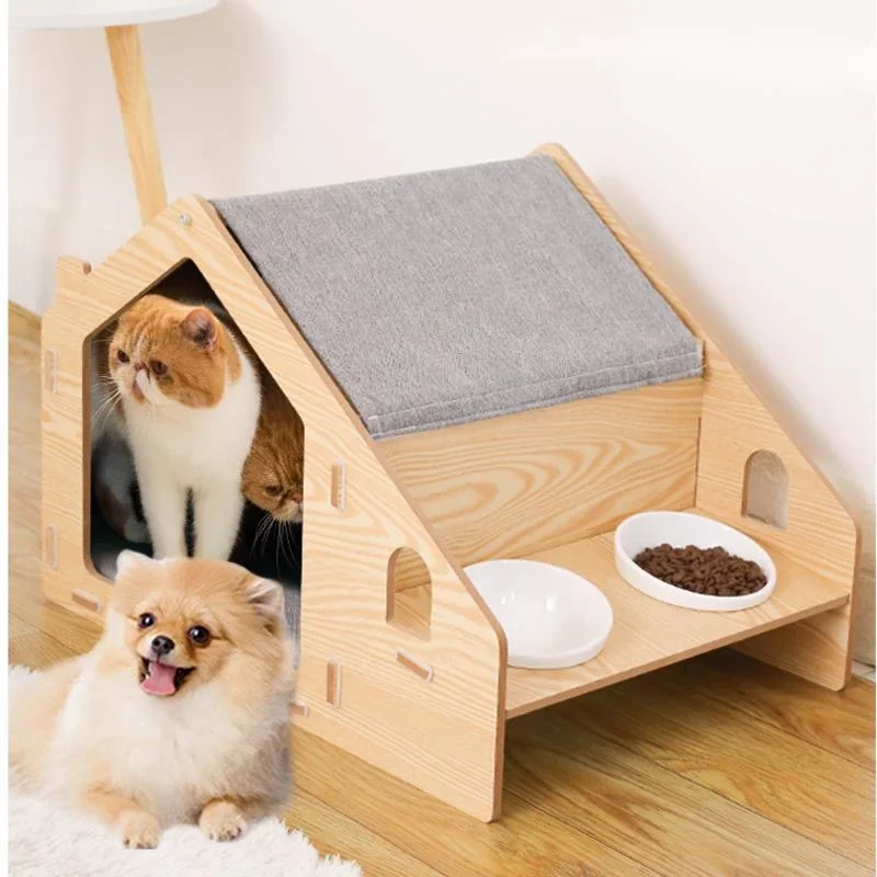 Enclosed Solid Wood Cat Nest, Detachable Cat Villa, Stable and Tip-Proof, Pet Accessories, Year-Round