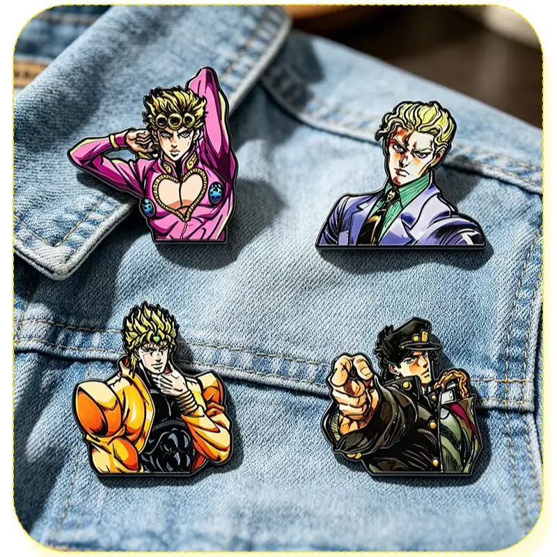 JoJo Jotaro Kujo Enamel Pins Giorno Giovanna Dio Kira Yoshikage Brooches Badges Backpack Lapel Decor Props Fans Collection Gift