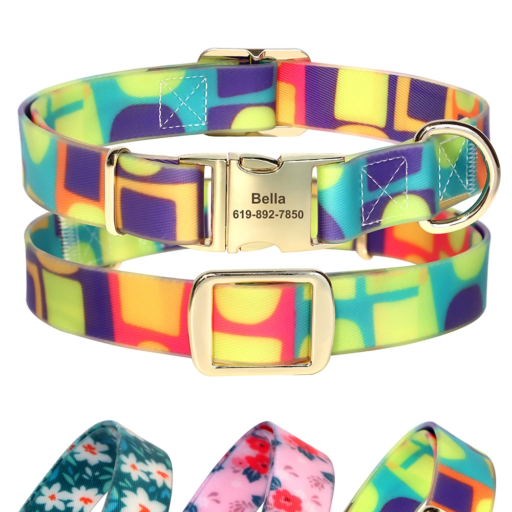 

Waterproof PVC Dog Collar Personalized Dogs ID Collars Anti-lost Pet Swimming Collar Necklace For Small Medium Large Dogs Pug