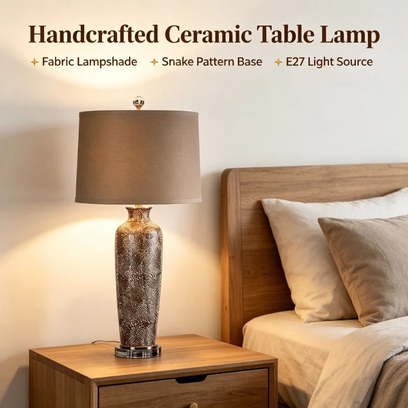 Nordic Modern Luxury Ceramic Floor Lamps Handmade Snake Skin Pattern Stand Light Fixture Bedroom Beside Lamp Living Room Decor