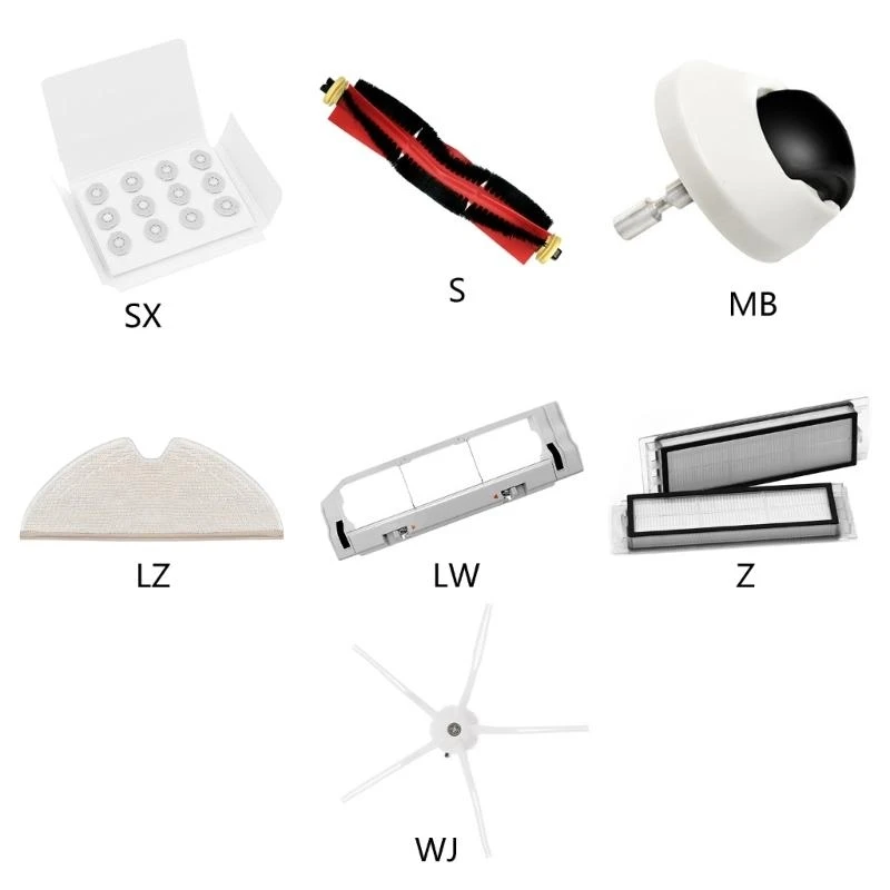 96GF Sweeping Robot 5-Foot Side Brushes Mop Pad Main Brush Wheel for Roborock S5Max