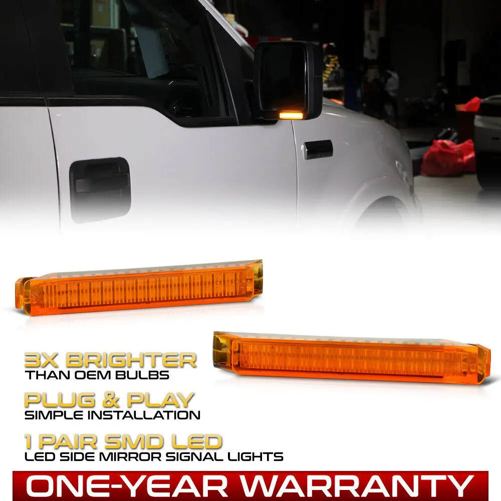 

For 09-14 Ford F-150 [AMBER LENS] LED Side Mirror Light Blinker Signal Lamp Pair