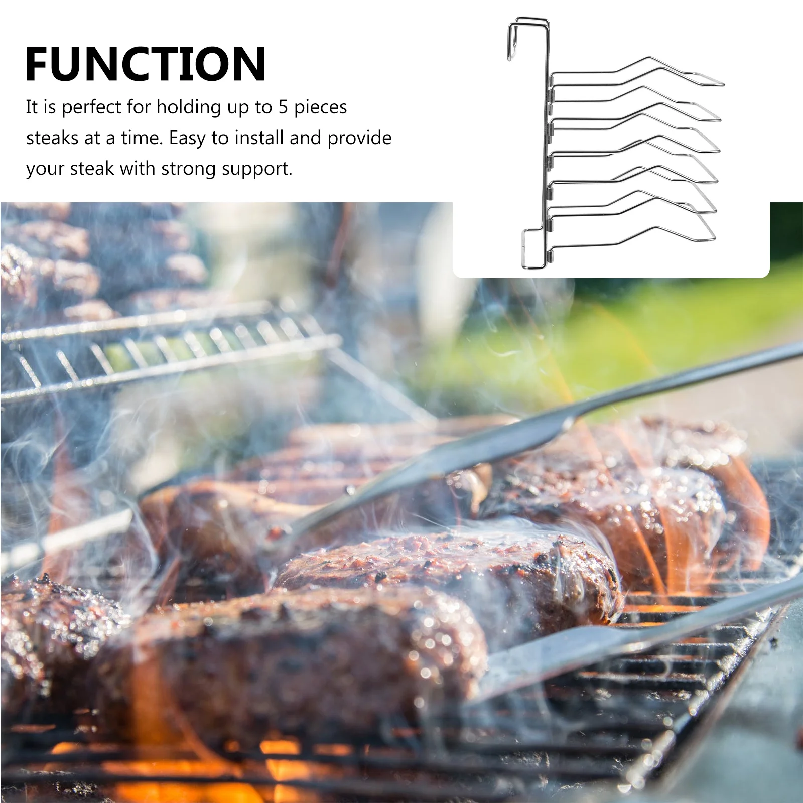

Steak Holder Rack Stainless Steel Detachable Heavy Duty Steak Divider Rack for 5 Pieces Beef Sous Vide Cooking