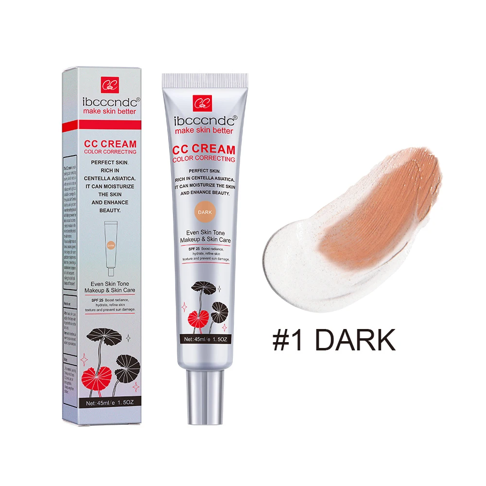 45ml Kleur Corrigeren CC Cream Facial Centella Asiatica Reparatie BB Cream Natuurlijke Concealer Whitening Vloeibare Foundation Cosmetica
