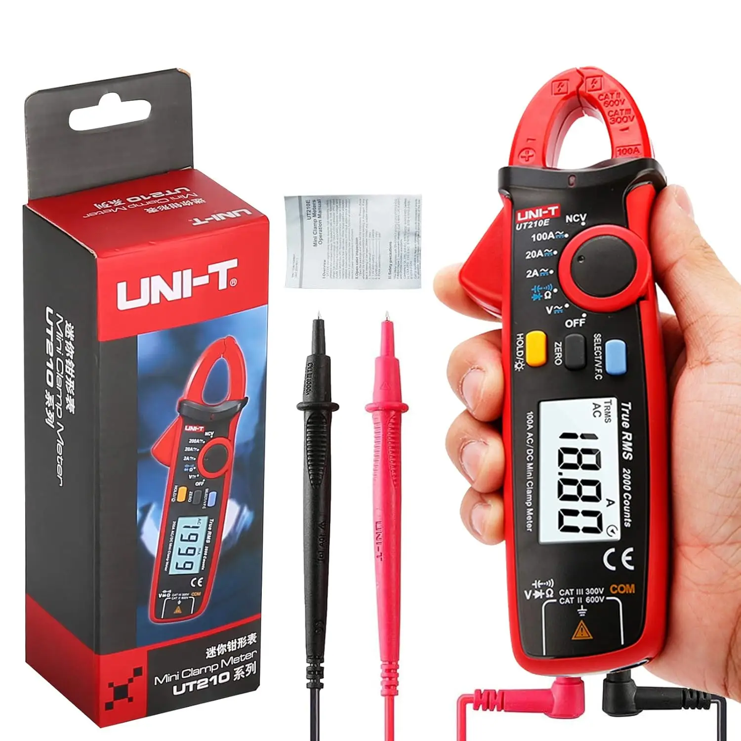 

Mini Digital Clamp Meter 100A AC DC Current Voltage True RMS Multimeter with Resistance, Capacitance, Diode Tester